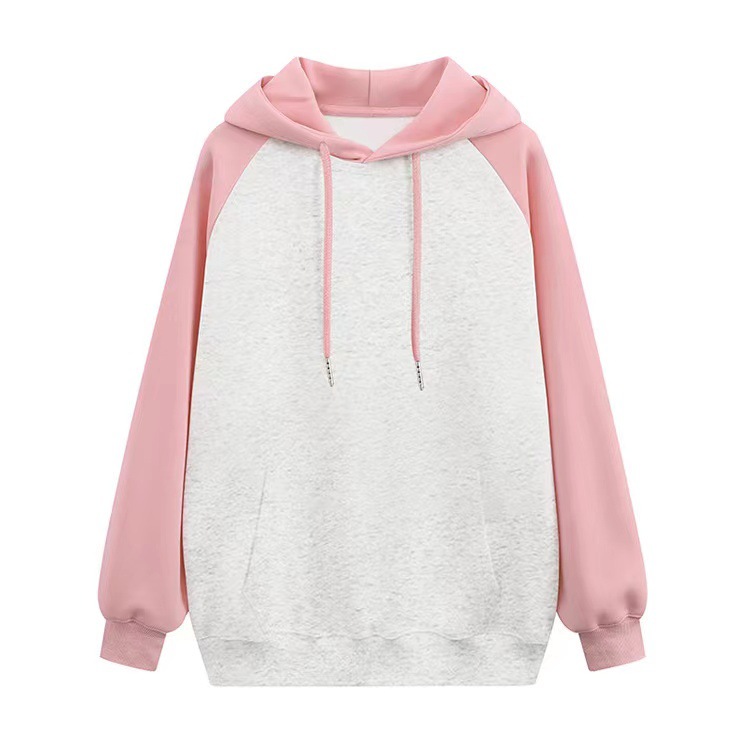 Stylish raglan color-blocked unisex hooded sweatshirt