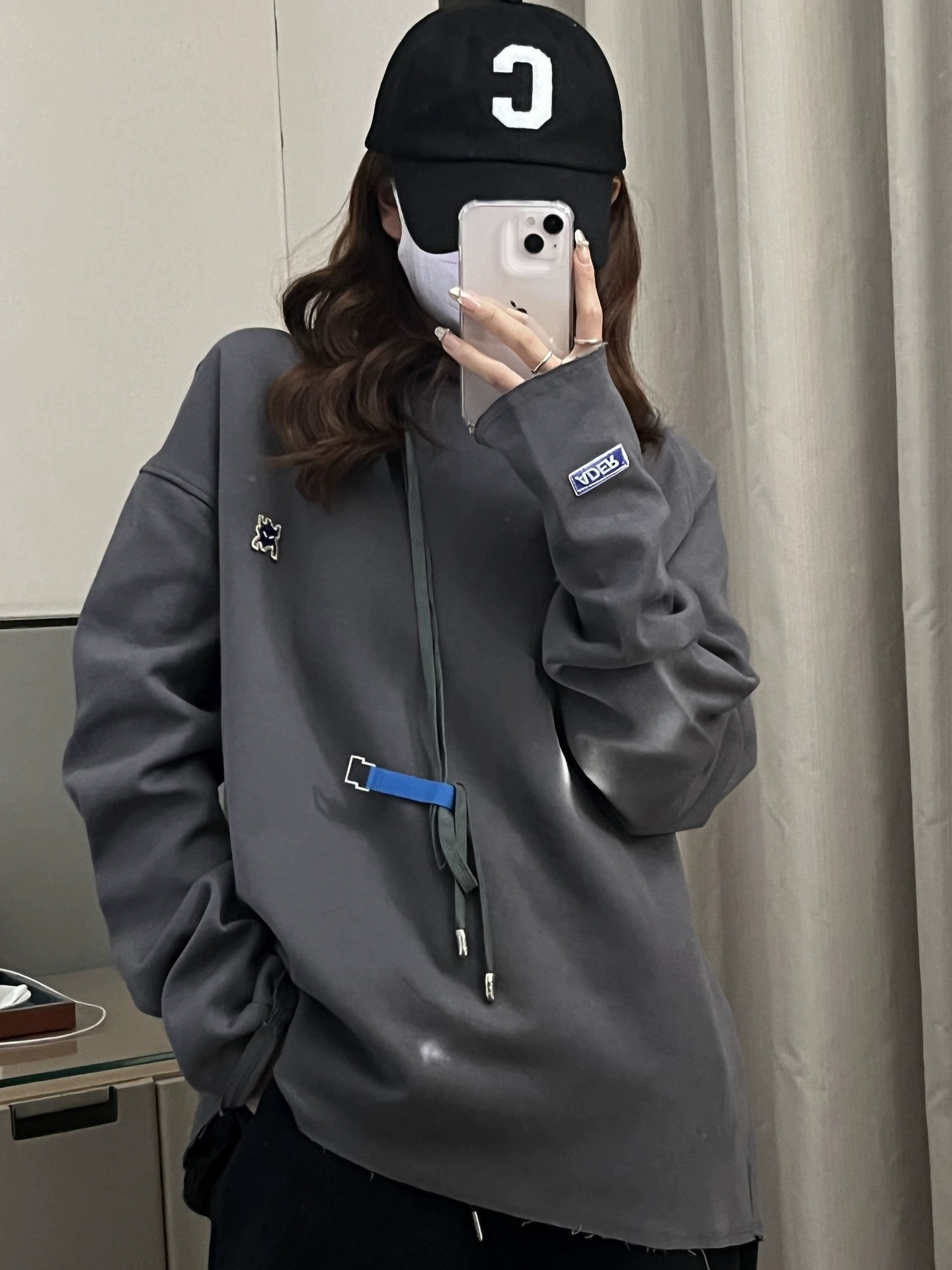 Embroidered little monster hooded sweatshirt