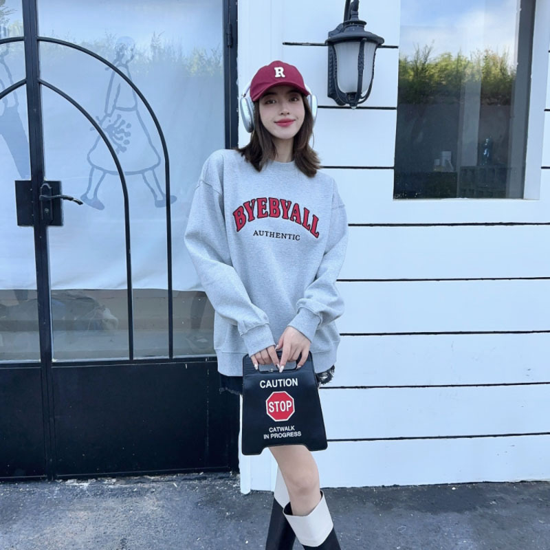 BYEBYALL New simple letter casual round neck sweatshirt